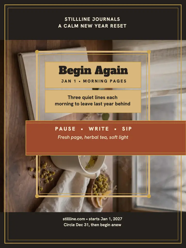 Stillline New Year journal reset marquetry post: new year journaling post template