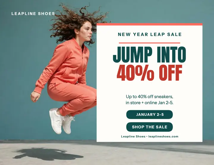 Leapline New Year jump sale flyer template