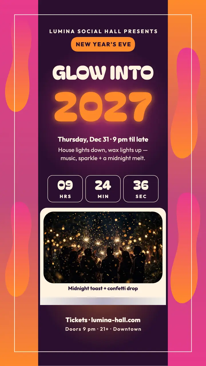 Lumina glow into 2027 New Year story template
