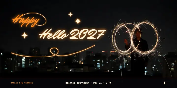 Hello 2027 rooftop countdown light painting post template
