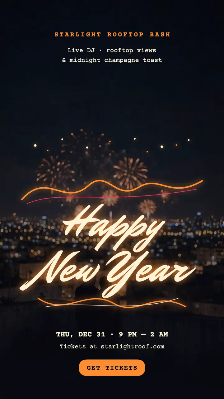 Starlight Rooftop New Year light script story: new year story template