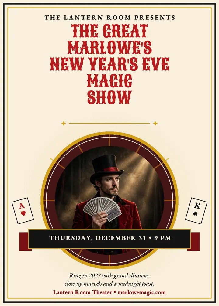 Great Marlowe New Year magic invitation template