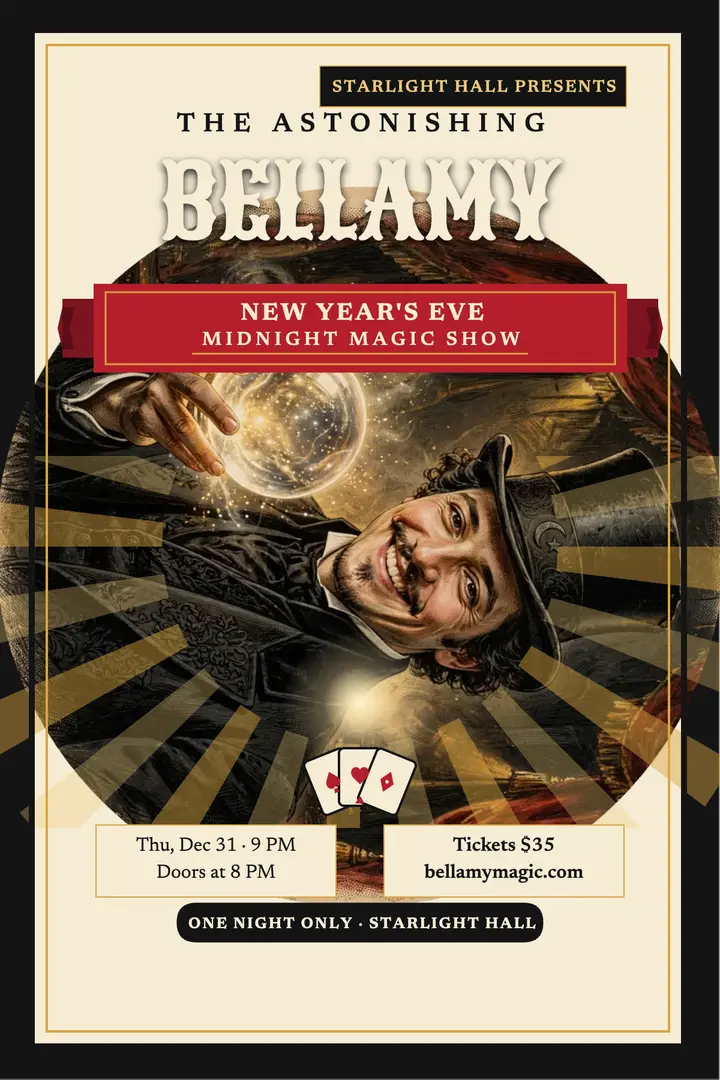 Bellamy New Year magic show poster template