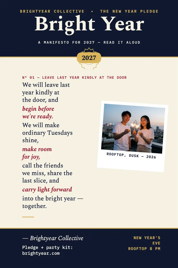 Brightyear New Year pledge poster template