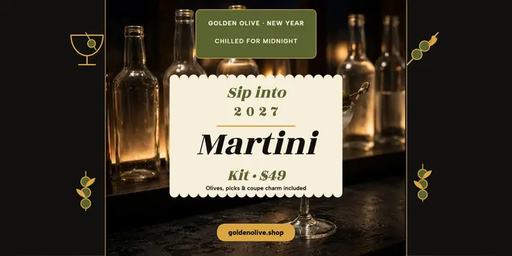 Golden Olive New Year martini kit post template