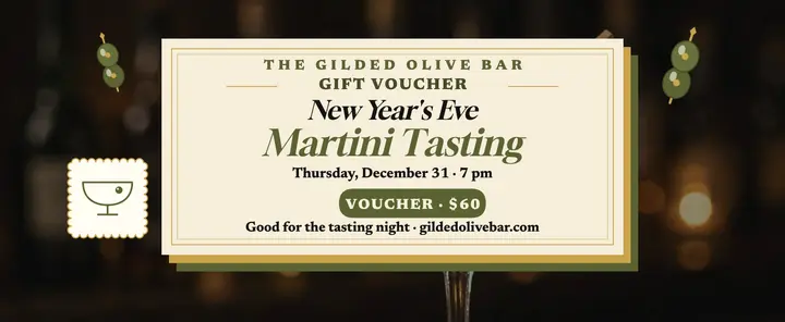 New Year martini tasting voucher, Gilded Olive template