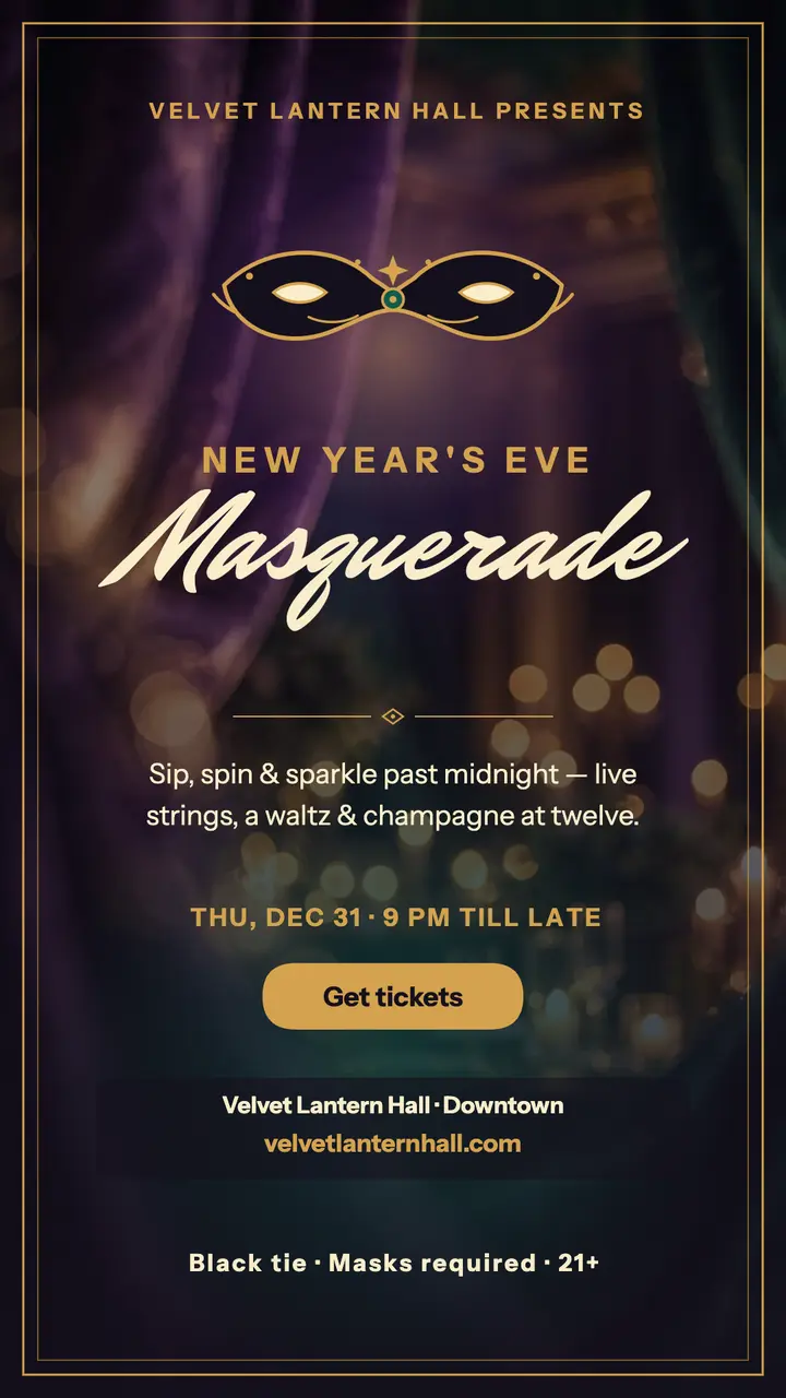 Velvet Lantern New Year's masquerade ball story template