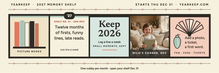 Yearkeep 2027 memory shelf header: memory shelf header template
