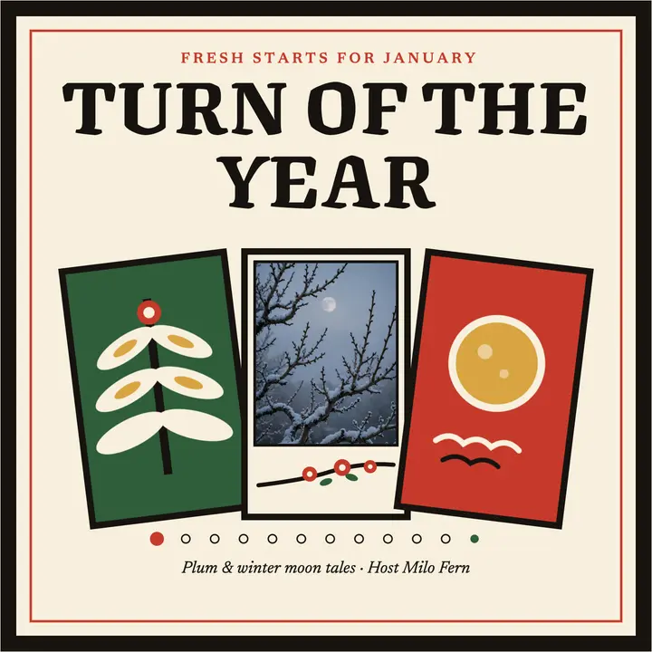 Turn of the Year moon podcast cover: new year podcast cover template