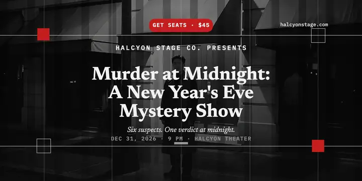 Halcyon murder mystery New Year's Eve post template