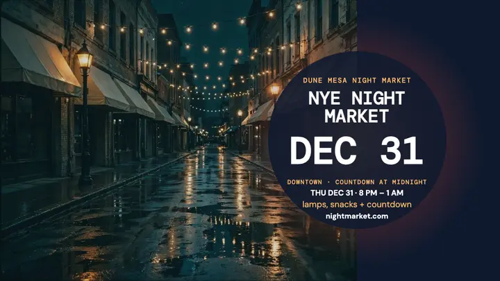 Dune Mesa NYE night market thumbnail template