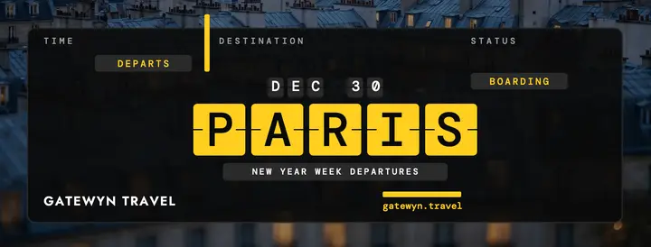 New Year Paris escape split-flap Facebook cover template