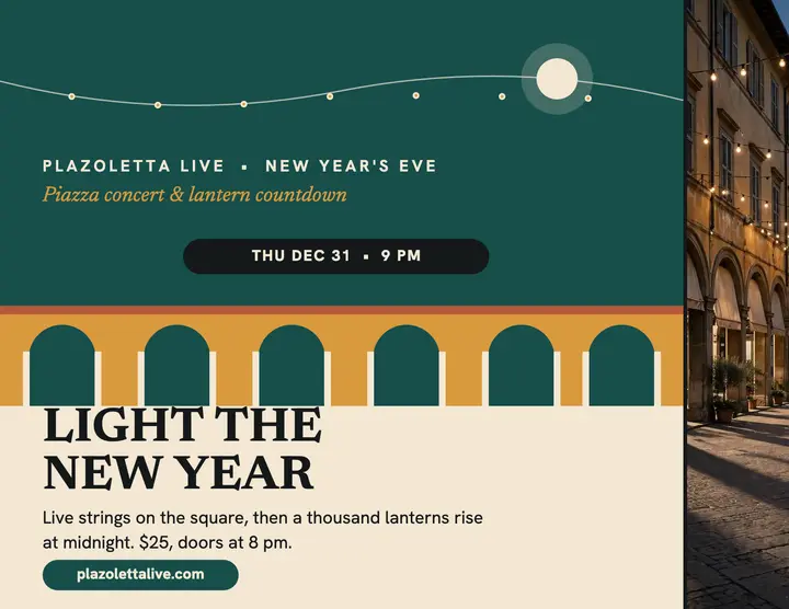 Plazoletta Live New Year piazza concert flyer template
