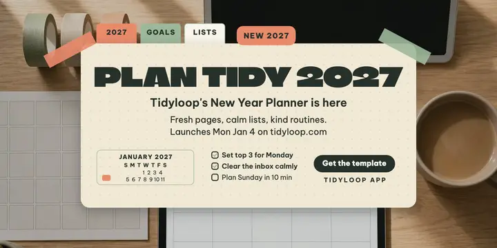 Tidyloop New Year planner X post: new year planner post template