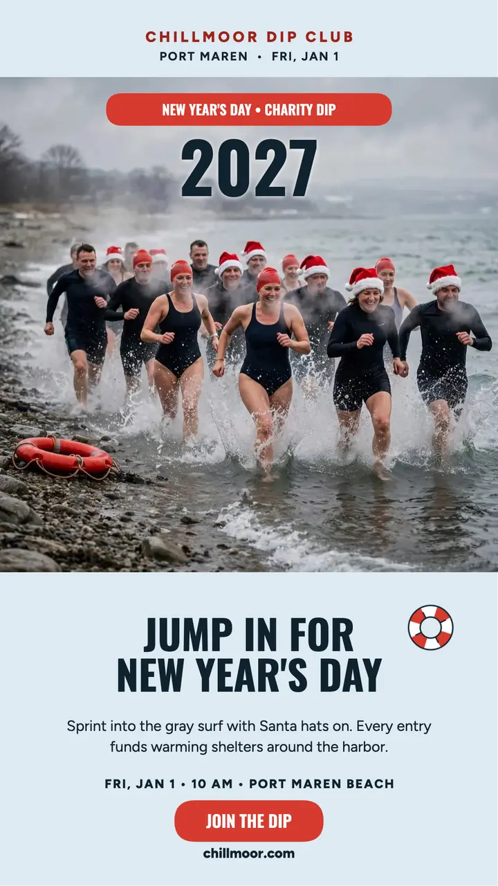 Chillmoor New Year polar dip story template