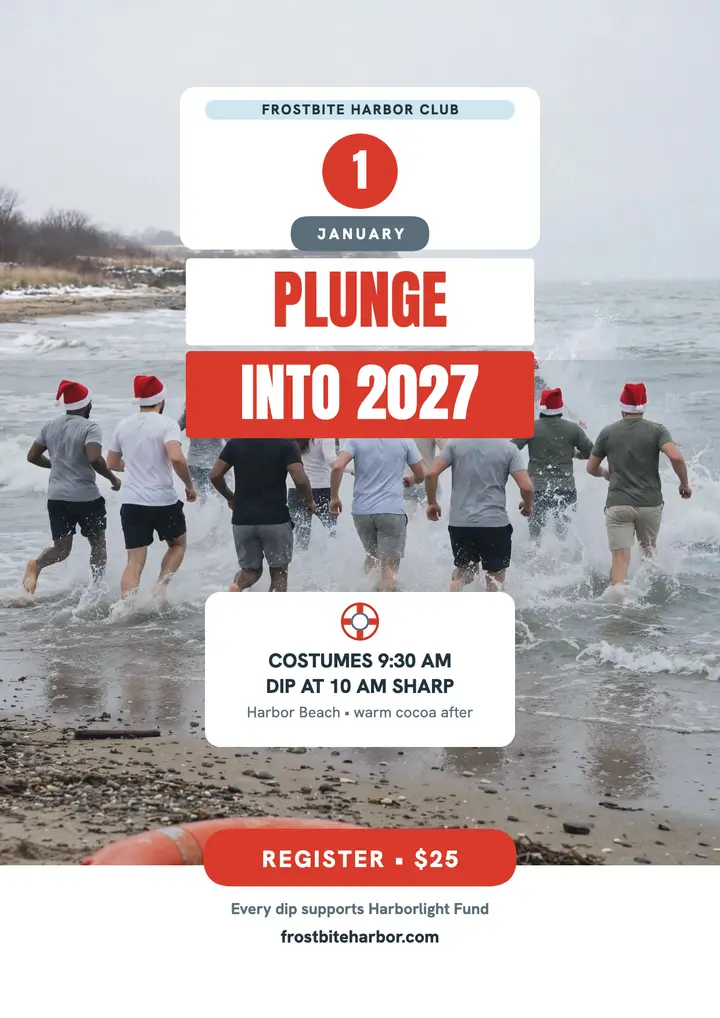 Plunge Into 2027 polar dip flyer template