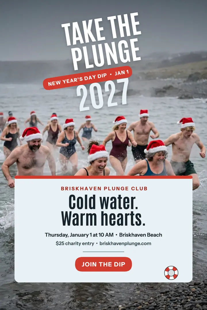 Briskhaven New Year polar plunge poster template