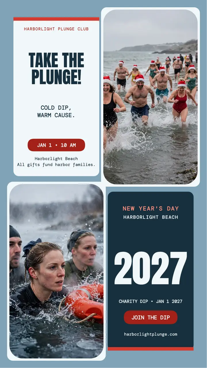 Harborlight New Year polar plunge story template