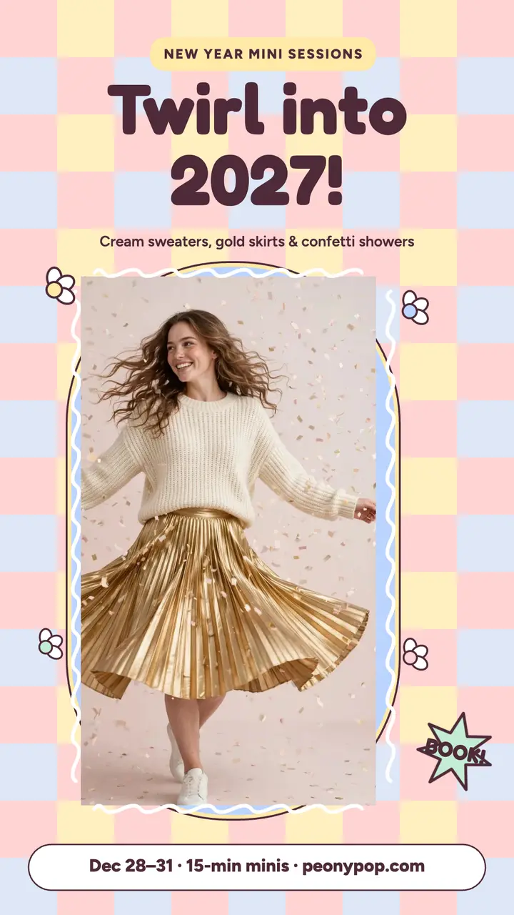 Peony Pop New Year minis story: new year photo studio story template