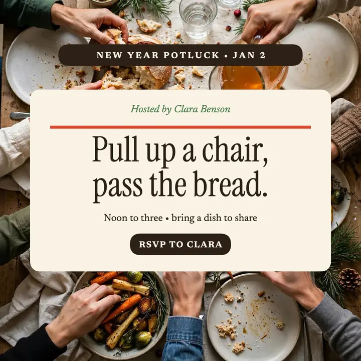 New Year potluck table post template