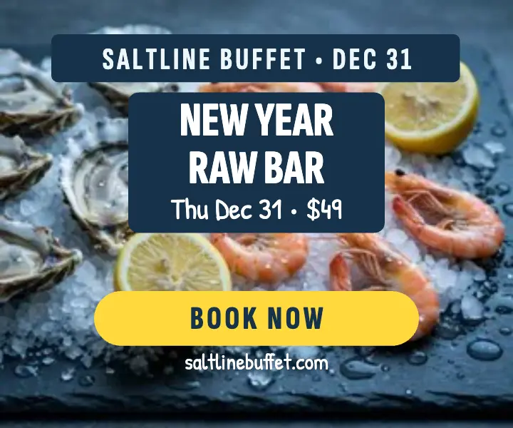 Saltline Buffet New Year raw bar ad: new year seafood buffet ad template