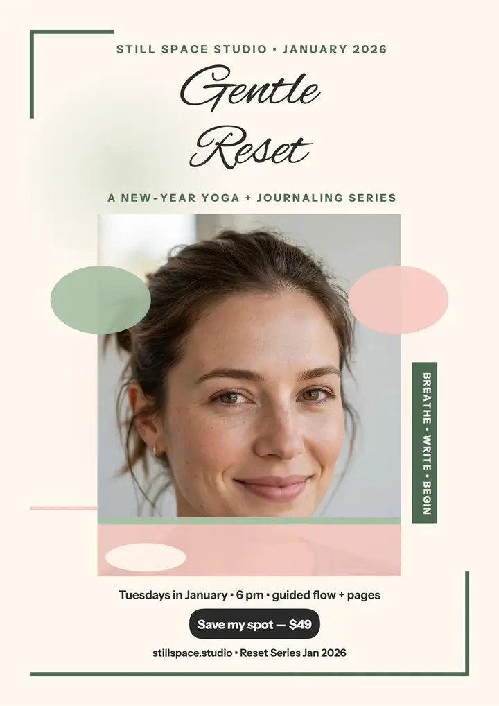 Still Space gentle reset yoga flyer template