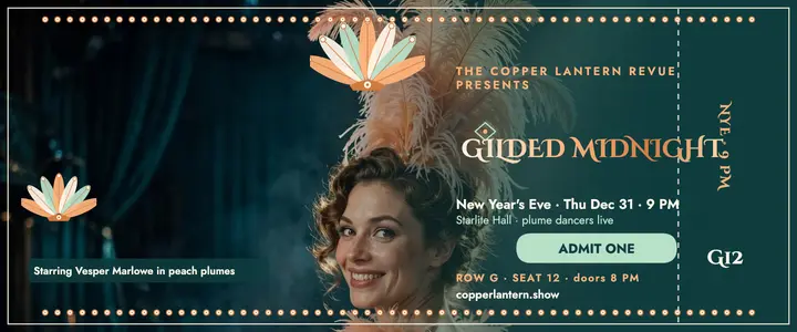 Copper Lantern New Year revue ticket template
