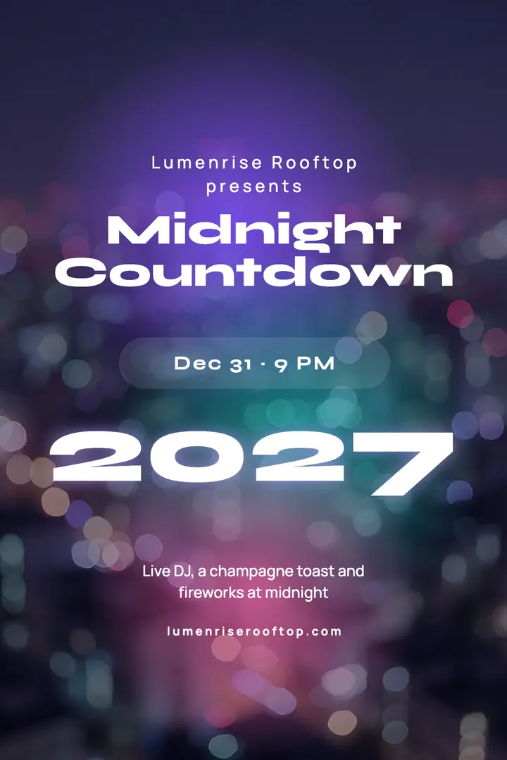 NYE rooftop midnight countdown poster template