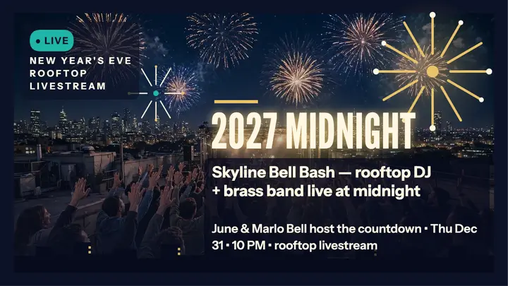 Skyline Bell Bash rooftop countdown thumbnail template