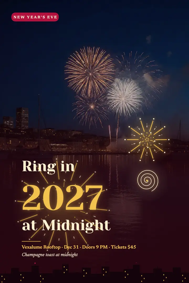 Vexalume Rooftop New Year's Eve countdown poster template