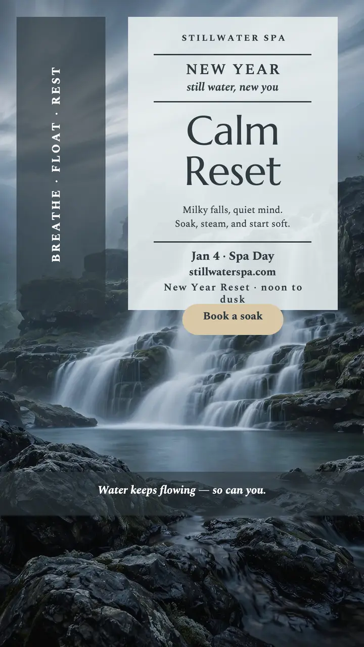 Stillwater Spa New Year reset story: new year spa story template