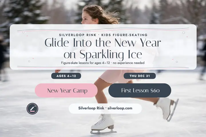 Silverloop New Year skate lessons postcard template
