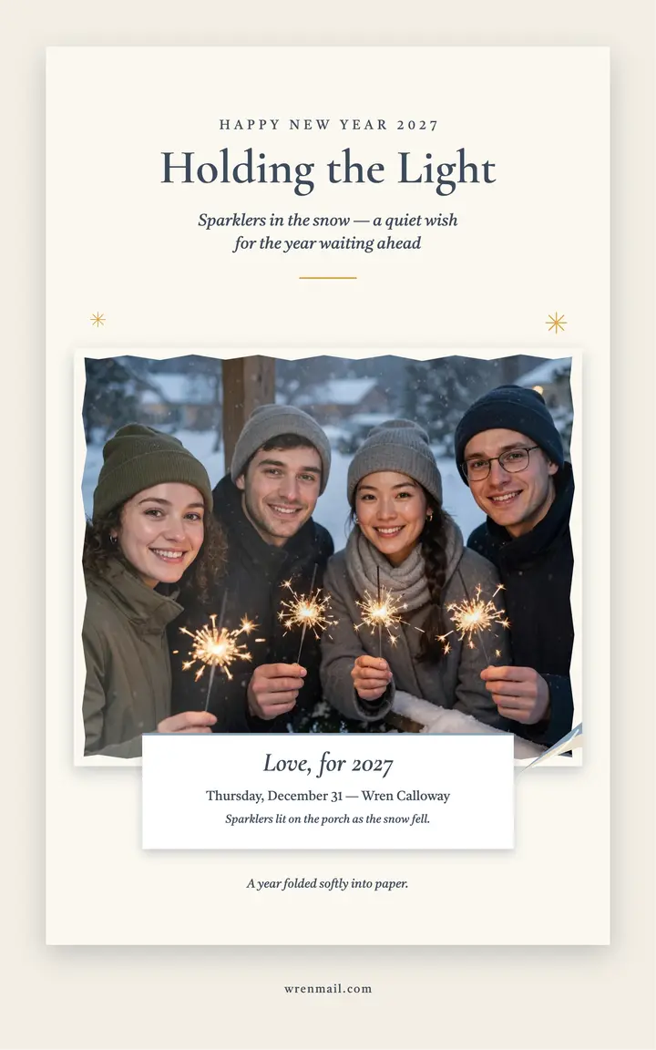 Sparkler New Year lift card template