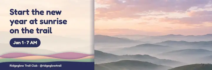 Ridgeglow New Year sunrise trail run papercut header: new year trail run header template
