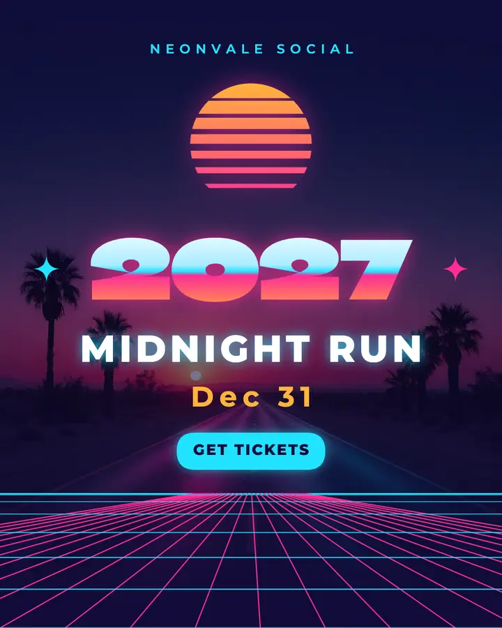 Neonvale Social Midnight Run New Year's Eve post: new year's eve party post template