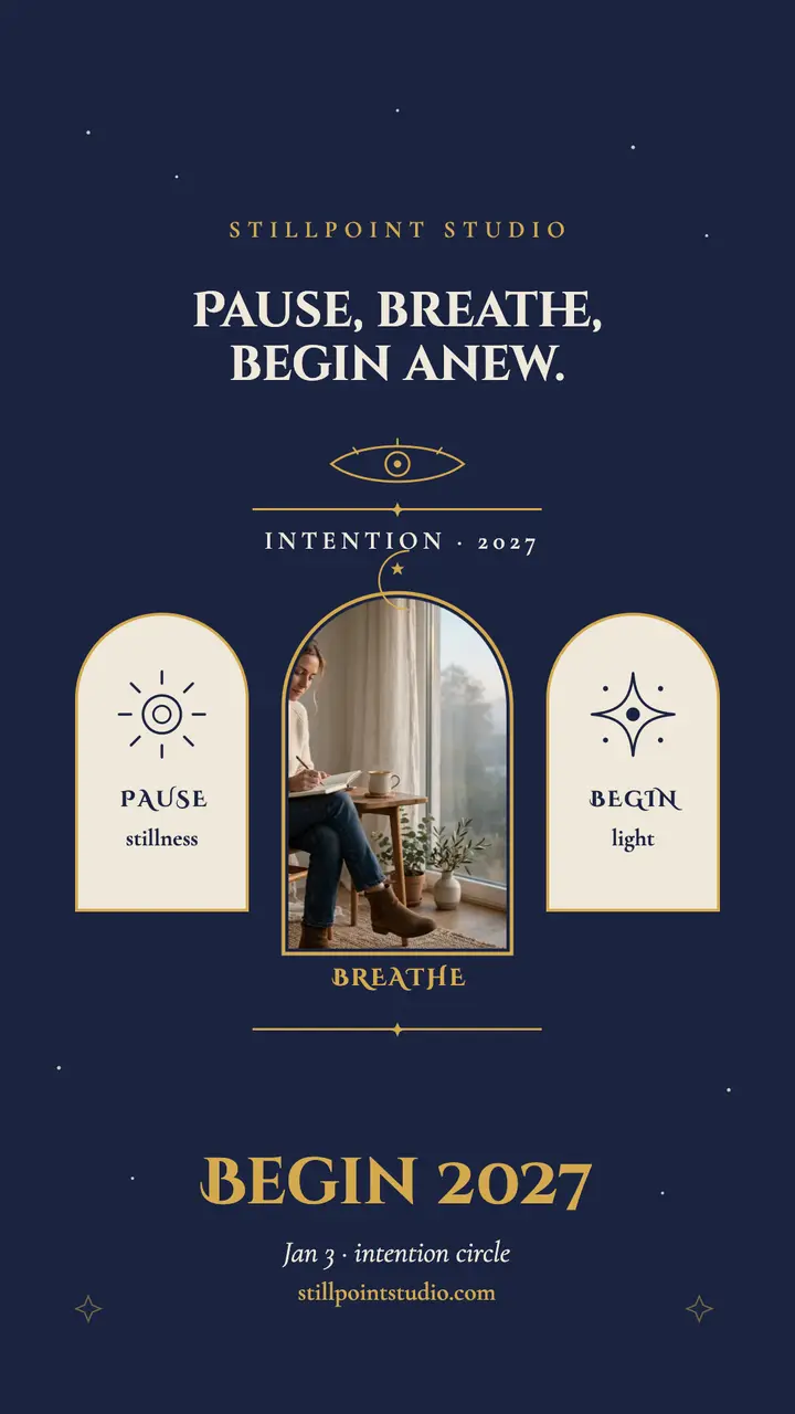Stillpoint New Year intention tarot story: new year intention story template