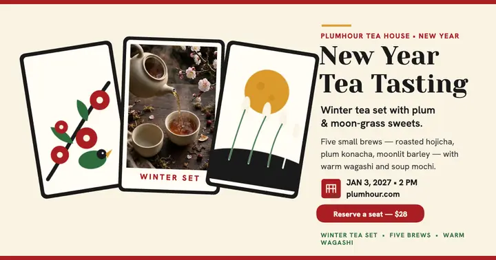 Plumhour New Year tea tasting hanafuda post template