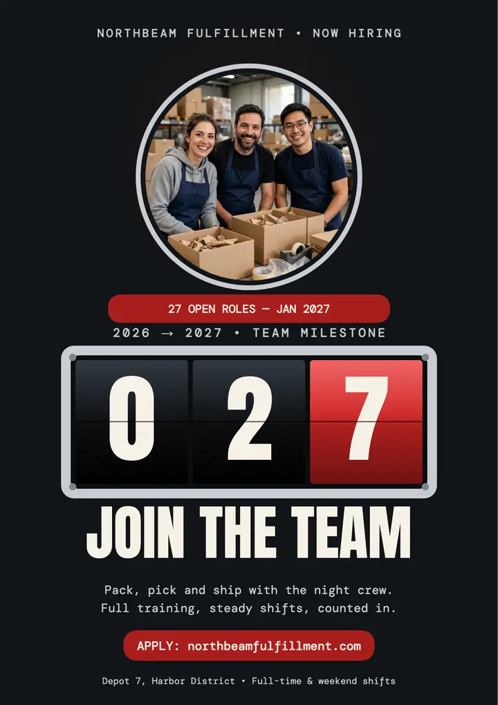 Northbeam Fulfillment new year team counter flyer template