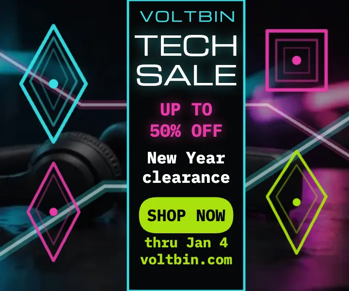 Voltbin New Year tech clearance ad template
