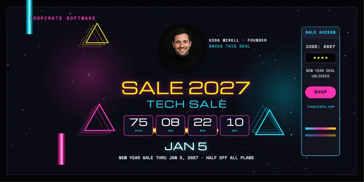 Loopcrate New Year tech sale countdown template