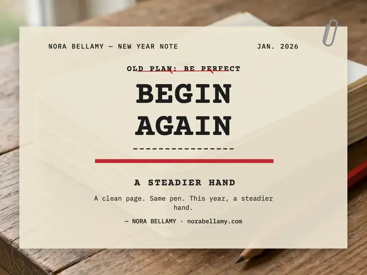 Begin Again New Year typed slide: new year quote slide template