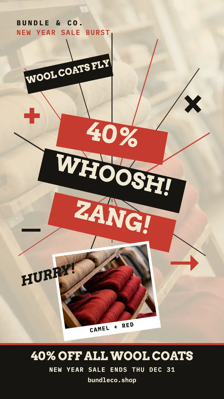 Bundle and Co New Year coat sale burst template