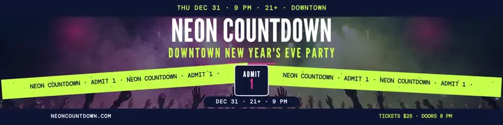Neon Countdown New Year party banner: new year party banner template