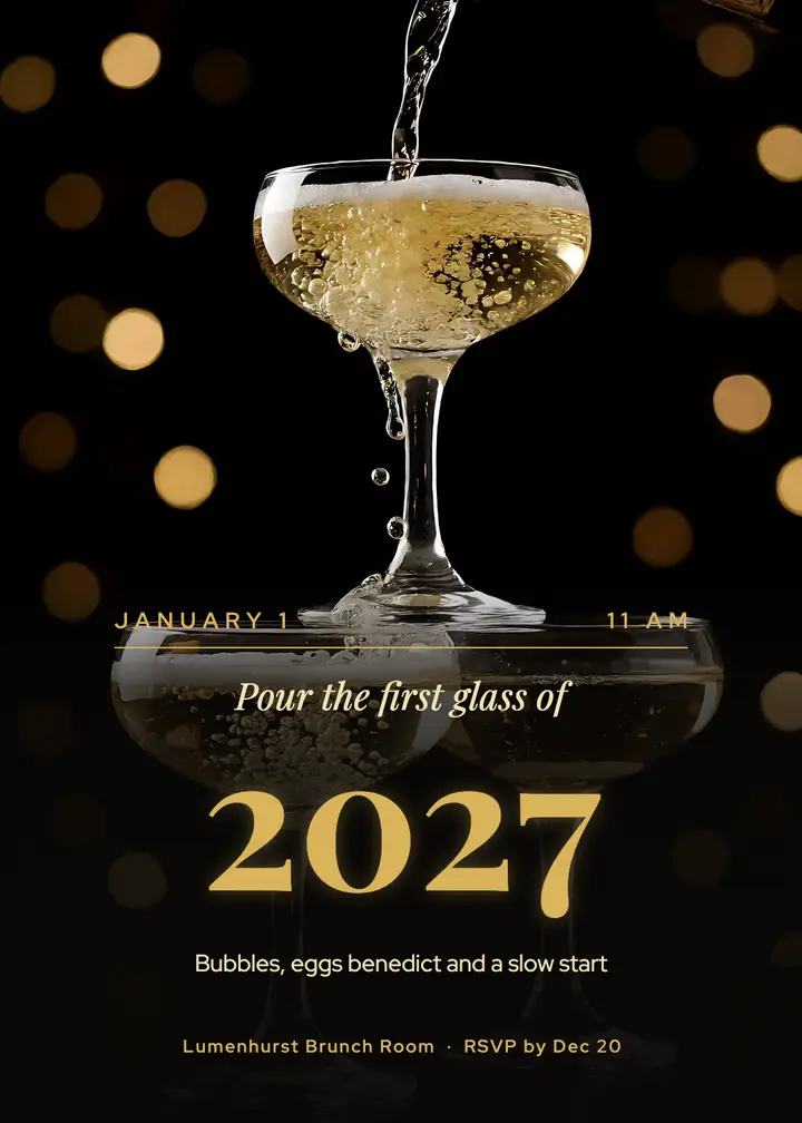 Lumenhurst Brunch Room New Year's Day brunch invitation template