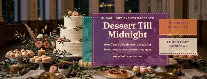 Sugarlight New Year dessert reception cover template