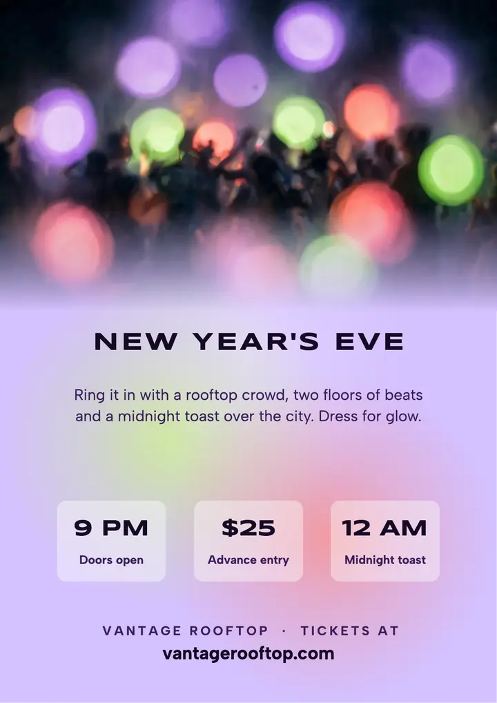 New Year's Eve acid blur flyer template
