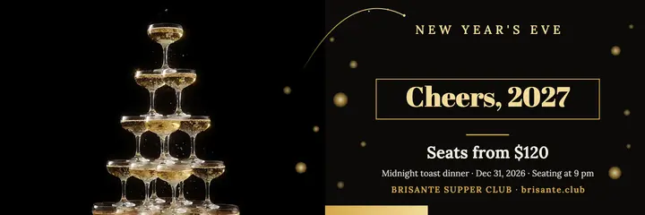 New Year's Eve champagne toast supper club header template