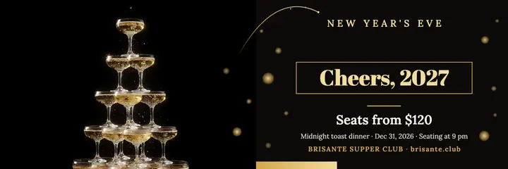 New Year's Eve champagne toast supper club header template