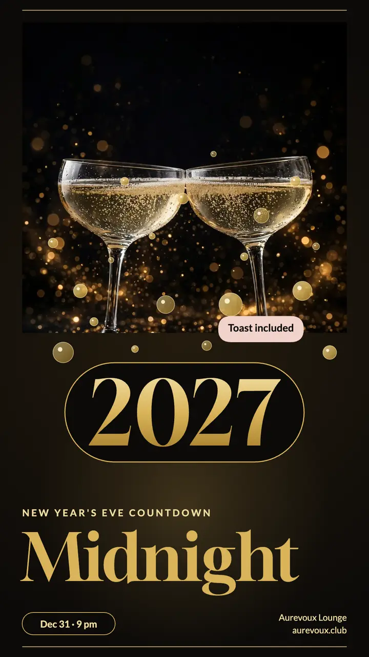 Aurevoux midnight toast New Year's Eve story template