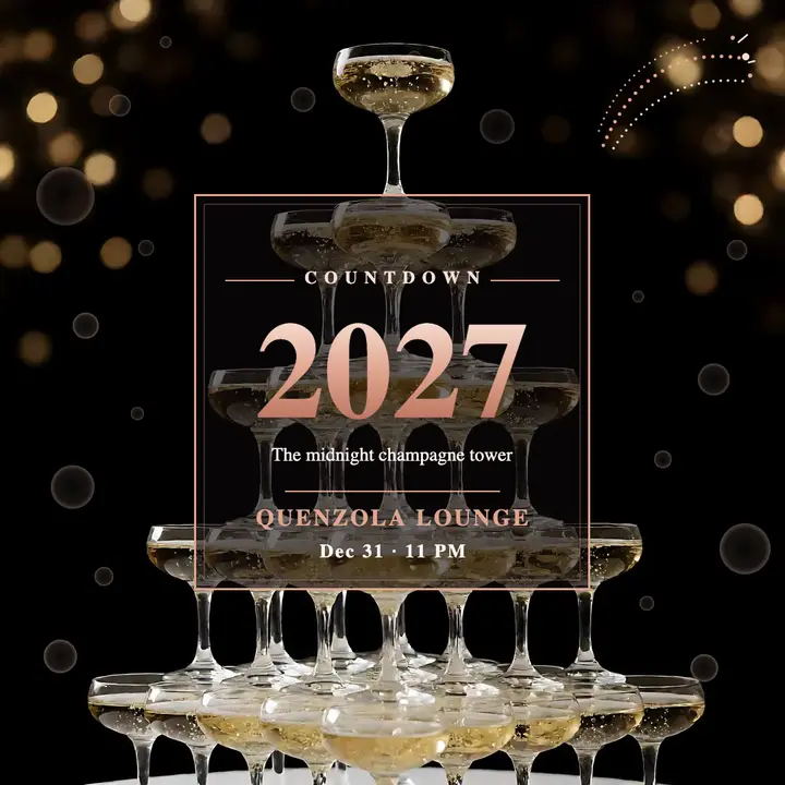 Quenzola Lounge New Year's Eve champagne tower countdown template